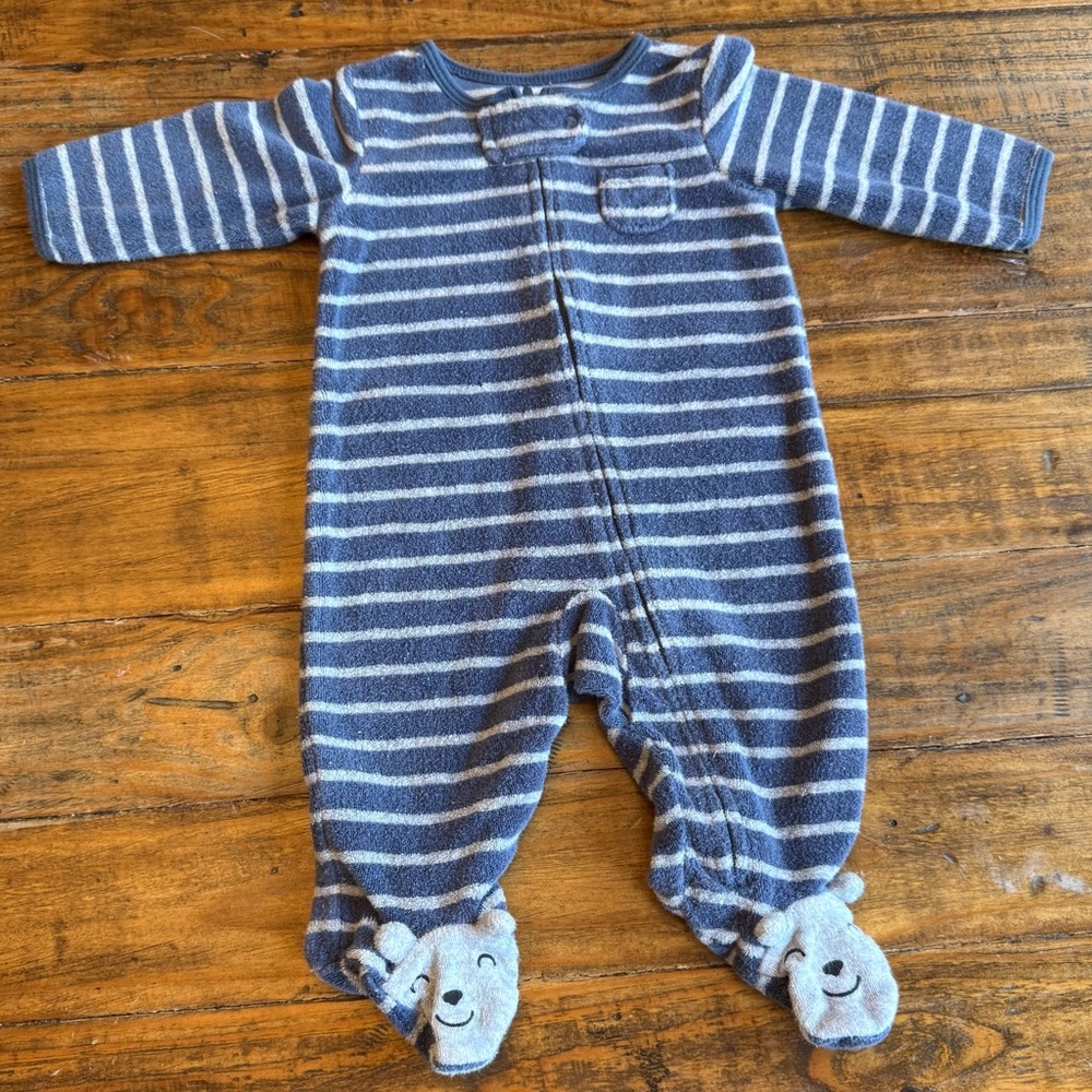 Carter's Blue and White Striped Footed One Piece